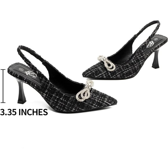 Women Closed Toe Pumps Low Kitten Heels Dress Shoes Short Stiletto Work Heels - Picture 2 of 5